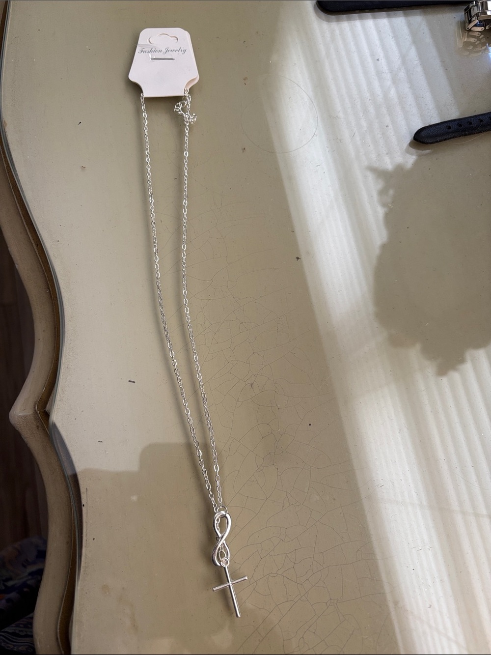 Fashion Jewelry Silver Infinity and Cross Pendant Necklace